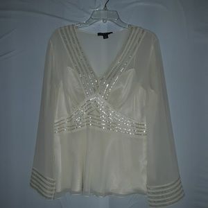 Liz Claiborne off white long sleeve dressy top